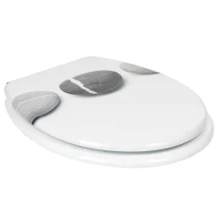 Gifi Equipement Wc^Abattant WC blanc design Zen galet gris avec frein de chute