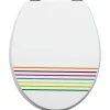 Gifi Equipement Wc^Abattant WC blanc rayures colorées