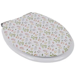 Gifi Equipement Wc^Abattant WC bois motif floral avec frein de chute déclipsable réglable