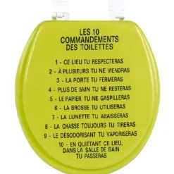 Gifi Equipement Wc^Abattant WC vert anis les 10 commandements