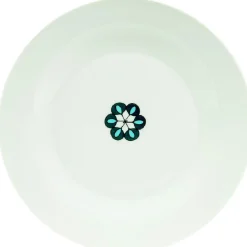 Clearance Gifi Assiette creuse blanche décor fleur bleue