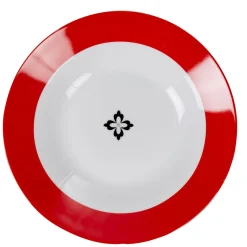 Sale Gifi Assiette creuse Madrid bordure rouge croix centrale