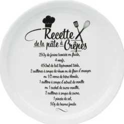 Clearance Gifi Assiette à crêpes porcelaine décor recette noir blanc