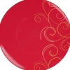 Best Gifi Assiette de présentation rouge design arabesque dorée