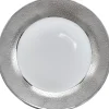 Best Gifi Assiette à dessert blanche contour argenté