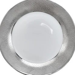 Best Gifi Assiette à dessert blanche contour argenté