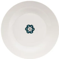 Sale Gifi Assiette à dessert blanche décor fleur bleue