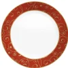 Best Gifi Assiette à dessert blanche rouge motifs dorés