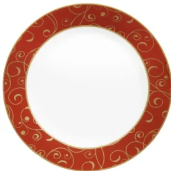 Best Gifi Assiette à dessert blanche rouge motifs dorés
