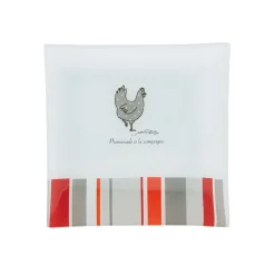 Clearance Gifi Assiette à dessert carrée design poule