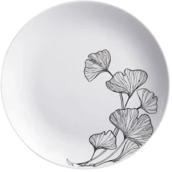 Best Gifi Assiette à dessert décor fleur blanc noir