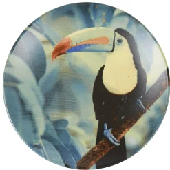 Clearance Gifi Assiette à dessert en faïence imprimé exotique toucan