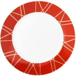 Sale Gifi Assiette à dessert en porcelaine rouge détail doré