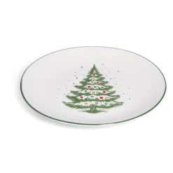 Best Gifi Assiette à dessert porcelaine blanche motif sapin de Noël Ø19cm
