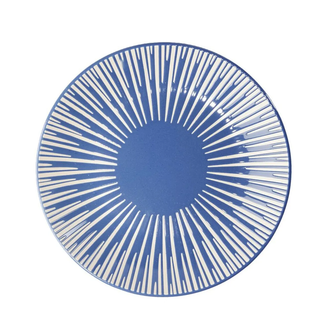 Clearance Gifi Assiette à dessert Rio en faïence bleu et blanc Ø19cm