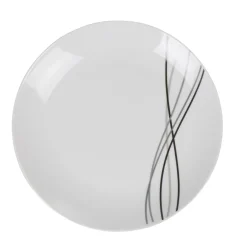 Clearance Gifi Assiette à dessert ronde blanche lignes gris noir Line