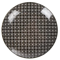 Sale Gifi Assiette à dessert ronde blanche motif géométrique noir