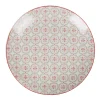 Best Gifi Assiette à dessert ronde campagne motif carreau de ciment rouge gris