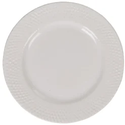 Clearance Gifi Assiette à dessert ronde céramique rebord embossé uni blanc