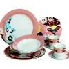 Clearance Gifi Assiette à dessert rose décor fleurs