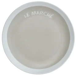 Sale Gifi Assiette à dessert taupe contour blanc inscription Le marché