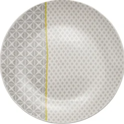Sale Gifi Assiette à dessert Zanzibar motif géométrique blanc et gris