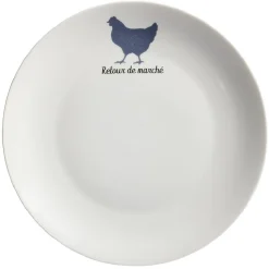 Best Gifi Assiette plate beige motif poule