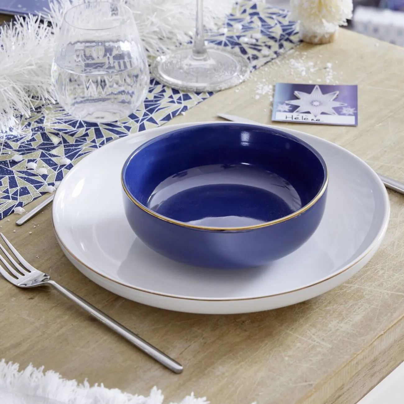 Clearance Gifi Assiette plate blanche bordure dorée Ø27cm