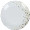 Sale Gifi Assiette plate blanche bordure à pois doré
