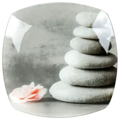 Clearance Gifi Assiette plate carrée design galets gris zen