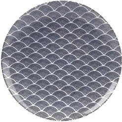 Sale Gifi Assiette plate en porcelaine décor vague japonaise
