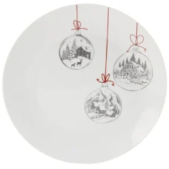 Best Gifi Assiette plate en porcelaine motif boule de Noël