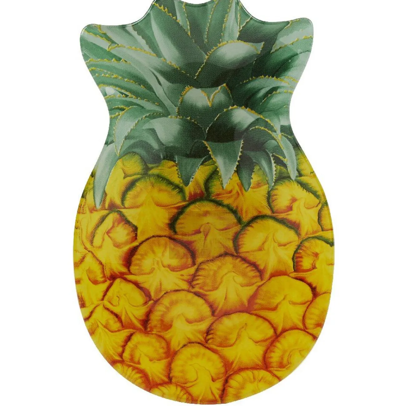 Sale Gifi Assiette plate en verre forme ananas jaune vert