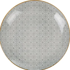 Clearance Gifi Assiette plate motif carreau de ciment gris contour jaune