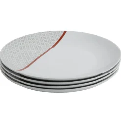 Clearance Gifi Assiette plate Oreige décor trèfles et ligne rouge x4