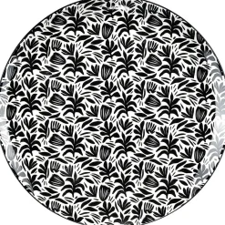 Best Gifi Assiette plate porcelaine motif feuillage noir blanc Ø24xH2,3cm