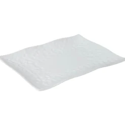 Sale Gifi Assiette plate rectangulaire bord ondulé martelé porcelaine blanc