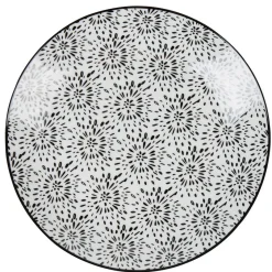 Sale Gifi Assiette plate ronde blanche et noire Sara