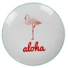 Sale Gifi Assiette plate ronde blanche flamant rose aloha