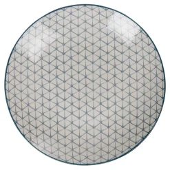 Clearance Gifi Assiette plate ronde blanche motif géométrique bleu Urban