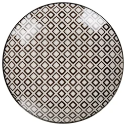 Clearance Gifi Assiette plate ronde blanche motif losange noir Etna