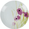 Clearance Gifi Assiette plate ronde blanche motif pavot violet