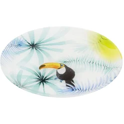 Sale Gifi Assiette plate ronde en verre motif toucan exotique
