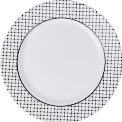 Sale Gifi Assiette plate ronde Luminarc rebord noir pois blancs Tiago