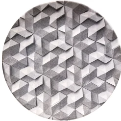 Sale Gifi Assiette plate ronde motif origami gris et blanc