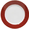 Sale Gifi Assiette plate rouge et blanc design coeurs
