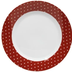 Sale Gifi Assiette plate rouge et blanc design coeurs