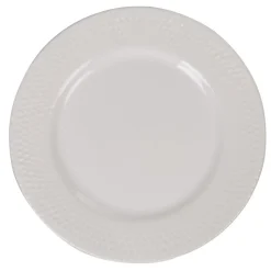 Best Gifi Assiette ronde plate céramique à rebord embossé uni blanc