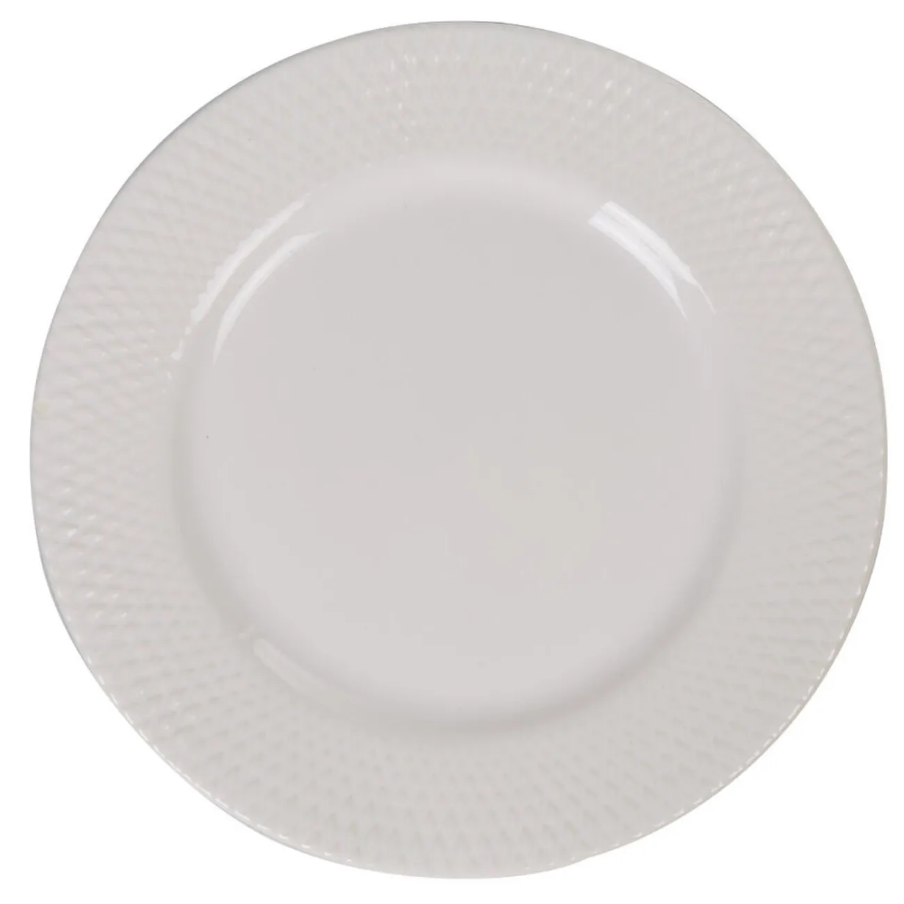 Best Gifi Assiette ronde plate céramique à rebord embossé uni blanc