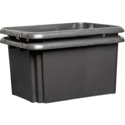 Gifi Rangement|Bac de rangement en plastique noir x2